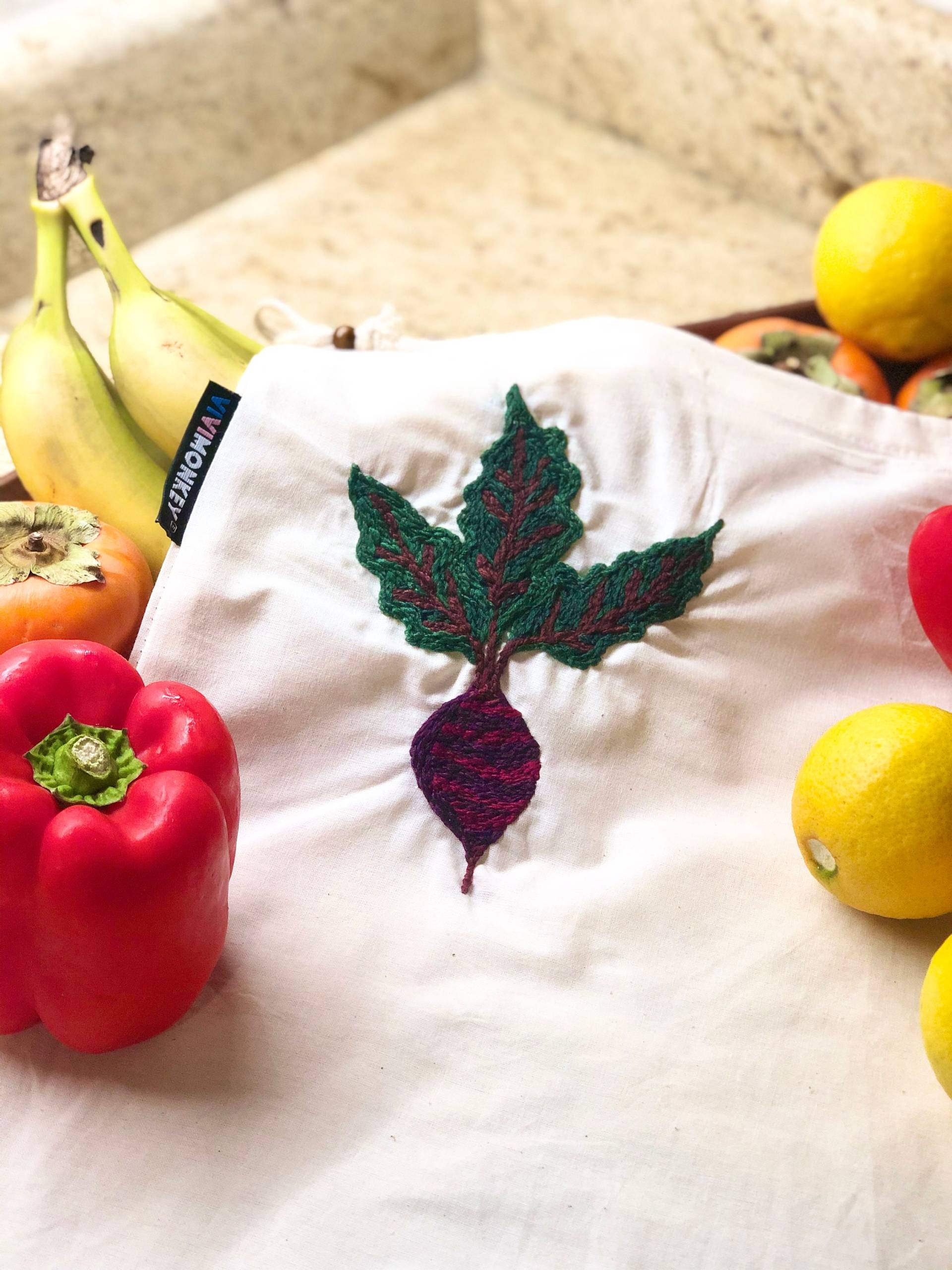 Hand Bestickt Wiederverwendbare Produzieren Tasche - Rüben von KimbaMartini