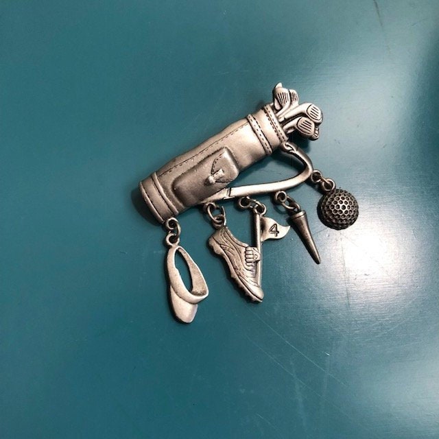 Jahrgang Jj Jonette Zinn Baumeln Brosche Mit Golf-Bag Und Ausrüstung Jahrgang Jj Jonette Zinn Baumeln Brosche Mit Golf-Bag Und Ausrüstung von KimberlyVintageGoods