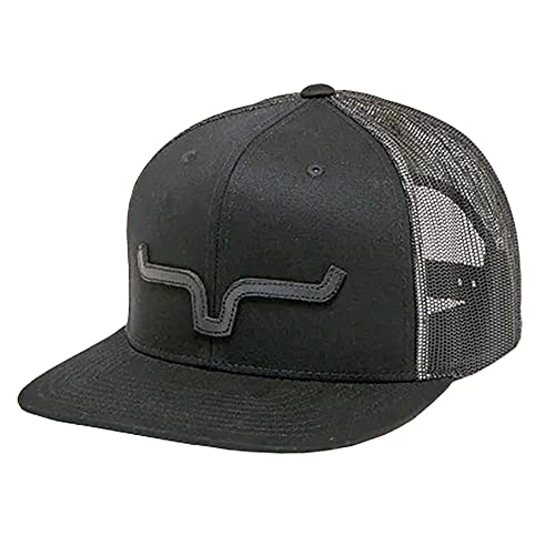 Kimes Ranch ATG Cap Leder dick gestanzte Hörner Bestickt Patch verstellbar Snapback Einheitsgröße Hut, Schwarz/Schwarz, Einheitsgre von Kimes Ranch