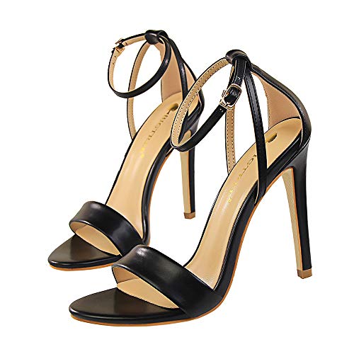 Damenschuhe Stiletto High Heel Open Toe Sandalen mit Buntem Knöchelriemen für Party Nachtclub Geburtstagsgeschenk Absatzhöhe 11 cm von Kimigia