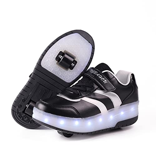 Kimigia Schuhe Kinderschuhe mit Rollen LED Leuchtend Doppelrad, Outdoor Schuhe 7 Farbe Farbwechsel Rädern Gymnastik Sneaker von Kimigia