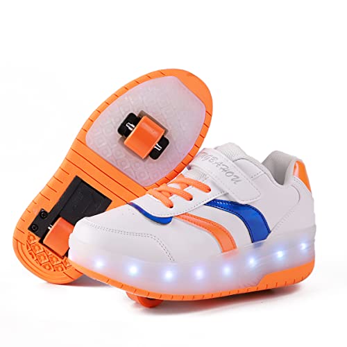 Kimigia Schuhe Kinderschuhe mit Rollen LED Leuchtend Doppelrad, Outdoor Schuhe 7 Farbe Farbwechsel Rädern Gymnastik Sneaker von Kimigia