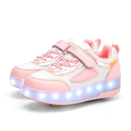 Kimigia Unisex Kinder LED Licht Schuhe mit Doppelrad Rollen,Mit Flügeln USB Wiederaufladbar, Outdoor Sport Gymnastik Running Sneaker von Kimigia