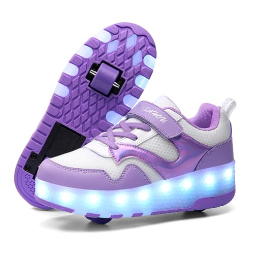 Kimigia Unisex Kinder LED Licht Schuhe mit Doppelrad Rollen,Mit Flügeln USB Wiederaufladbar, Outdoor Sport Gymnastik Running Sneaker von Kimigia