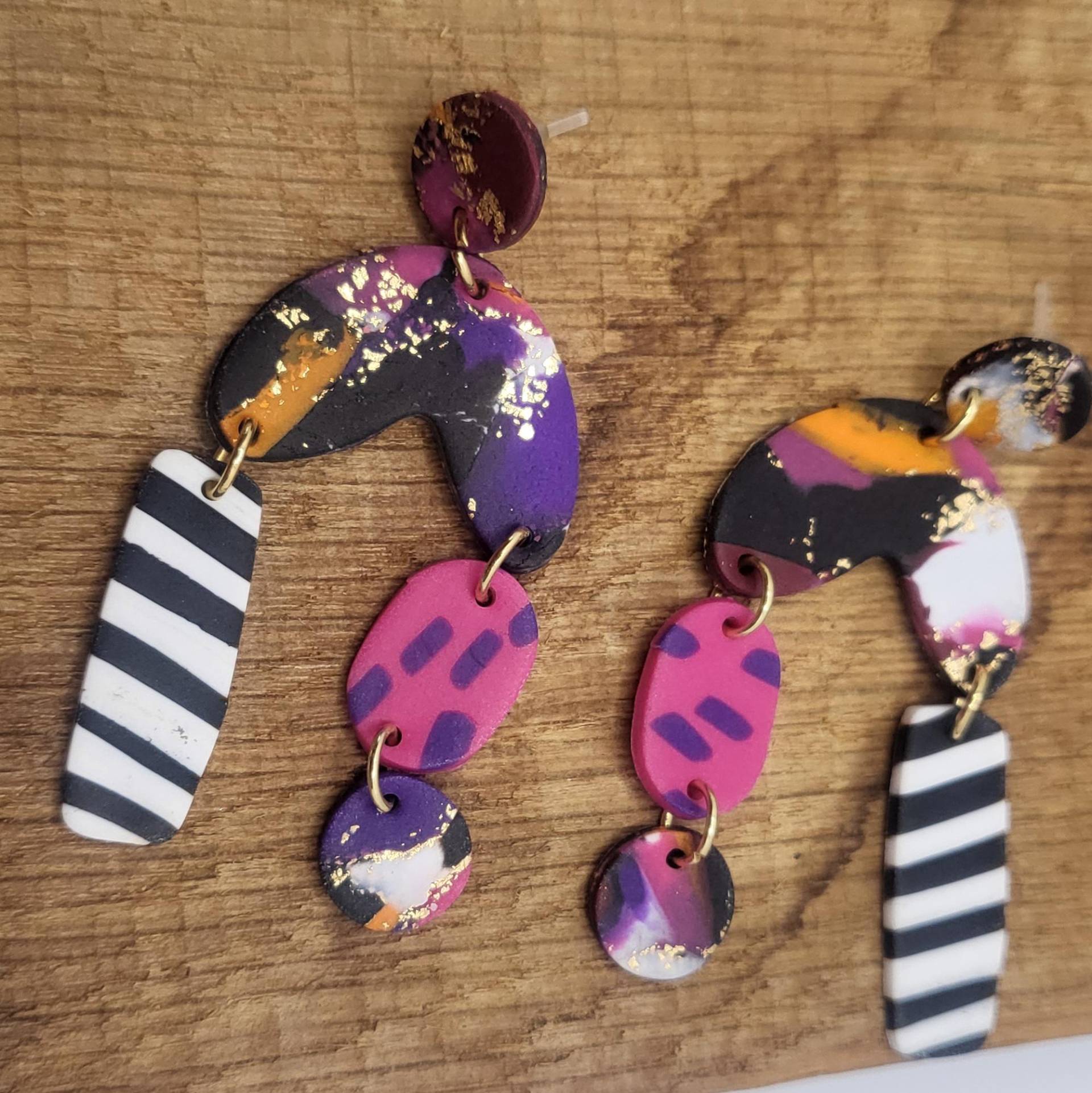 Ohrstecker Hypoallergen | Kunststoffstecker Metallfrei Aus Polymerton Schwarz Weiß Pink Lila Gold von Kimikoeoe