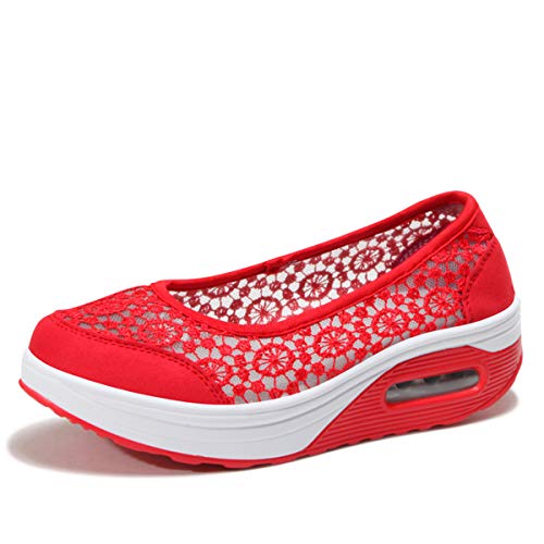 Kimily-UK Damen Freizeitschuhe Loafers Keilabsatz Leicht Walking Schuhe Plateau Turnschuhe Mesh Anti Slip Fitness Sneaker Laufschuhe Sommer Atmungsaktiv Espadrilles Klettverschluss in Größe 35-42 von Kimily-UK