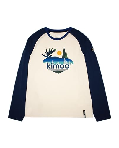 KIMOA Unisex Multi Elch T-Shirt, Off Withe, Blau, Medium-Large von Kimoa