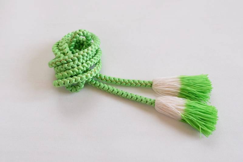 Grüner Obijime - Exzellenter Zustand Kimono Seide Vintage Accessoires von KimonoNamiya