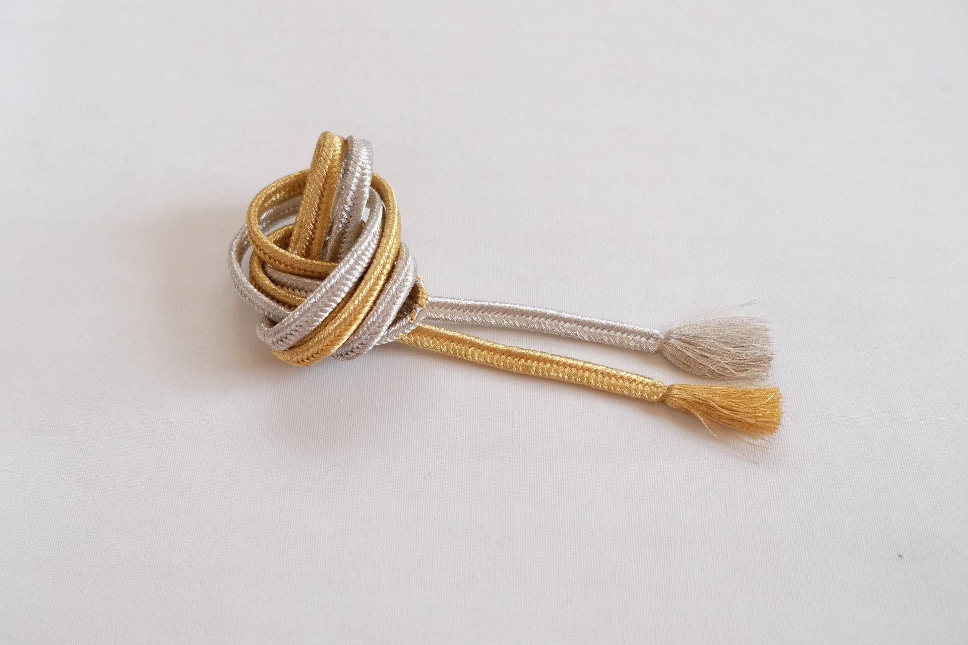 Silber & Gold - Flach Obijime Kimono Accessoires Vintage Obijime Seide Gürtel von KimonoNamiya