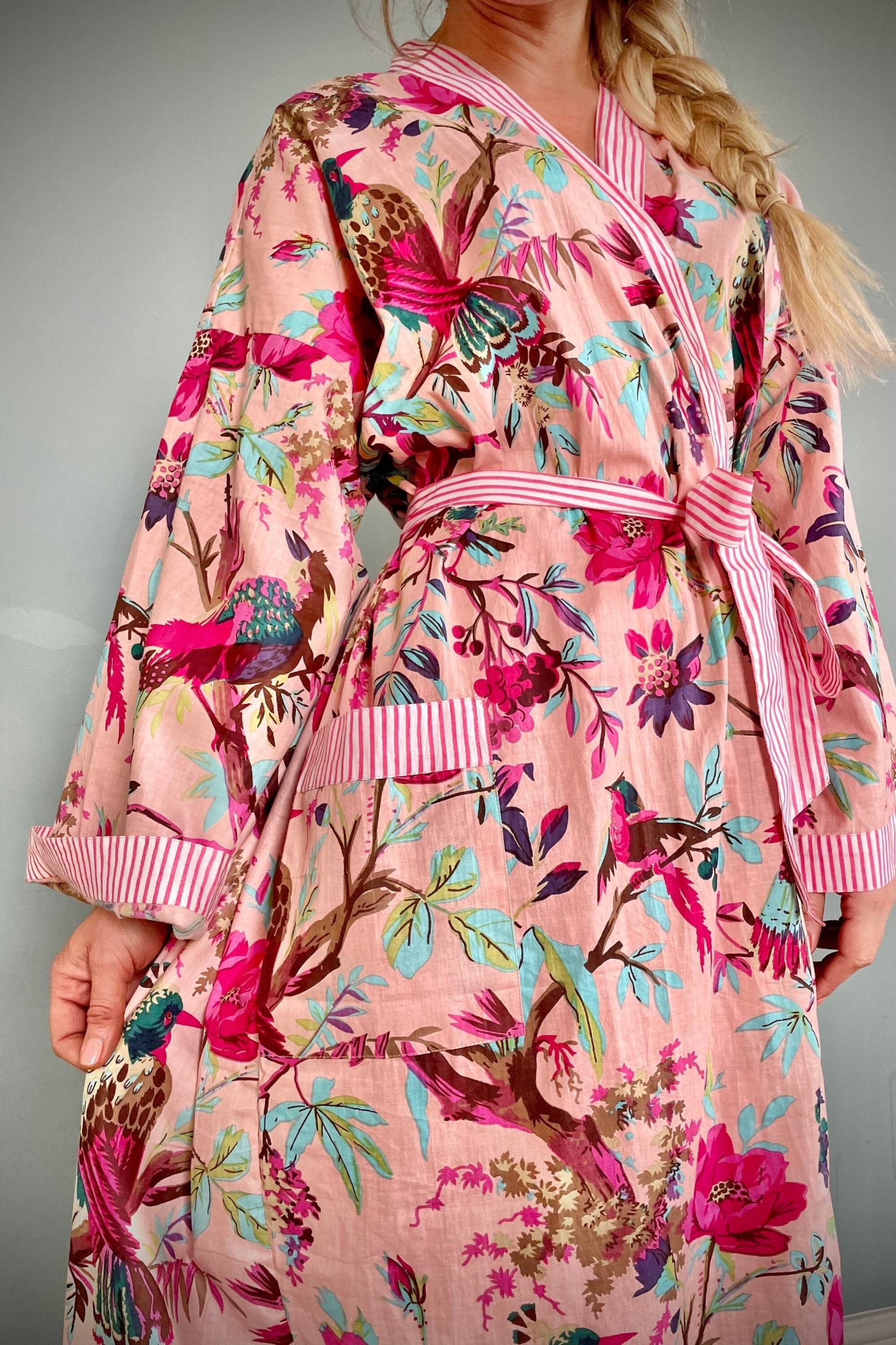 Kimono Robe, Morgenmantel Frauen, Baumwolle Braut Sommermantel, Plus Boho Pink Kimono, Cover Up von Kimonocoshop