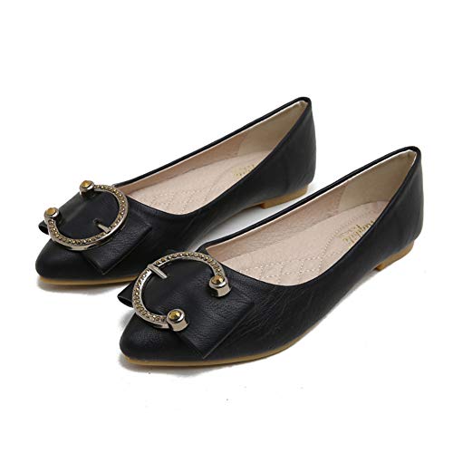 Ballerinas Mädchen Leder Business Schuhe Flach Damen Aussehen Pump Fahren Flache Schuhe Uniform Schuhe Frauen Wilde Flache Schuhe für Business Freizeit Abend Hochzeit Schwarz 41 von Kimpola