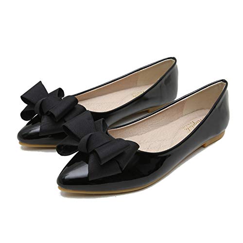 Ballerinas Mädchen Leder Business Schuhe Flach Damen Aussehen Pump Fahren Flache Schuhe Uniform Schuhe Frauen Wilde Flache Schuhe für Business Freizeit Abend Hochzeit Schwarz 43 von Kimpola