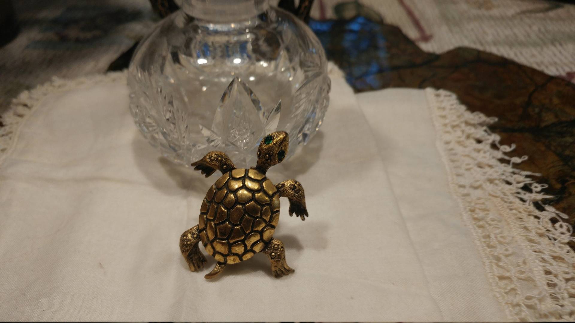 Jahrgang Bronze Farbigen Grünen Augen Schildkröte Brosche Jahrgang Bronze Farbigen Grünen Augen Schildkröte Brosche von KimstreasuresStore