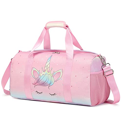 Glitzer Sporttasche für Mädchen Reisetasche Kindertasche Tanztasche Gymnastik Schwimmtasche Mädchen Sporttasche Einhorn Reisetasche von Kimwadalh