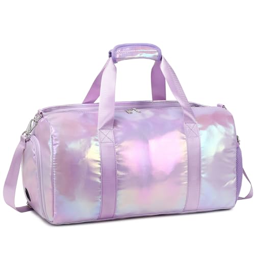 Sporttasche Teenager Mädchen Multifunktion Reisetaschen Trainingstasche Tanztasche Gymnastiktasche Mädchen Weekender Schulsporttasche Kindertasche mit Wasserdichter Tasche von Kimwadalh