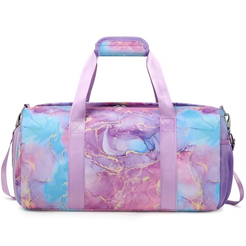 Klassische Sporttasche für Mädchen Leicht Schulsporttasche Reisetasche Kinder Mädchen Trainingstasche Tanztasche 25L Sporttaschen mit Wasserdichtem Nassfach und Schuhfach von Kimwadalh