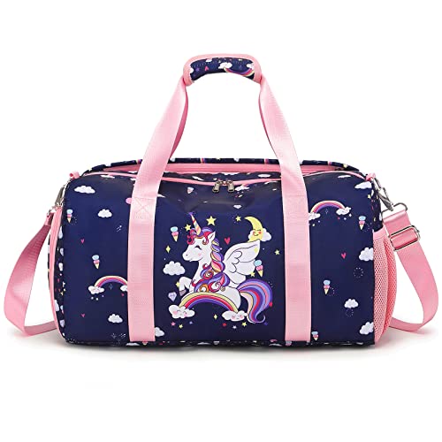 Sporttasche für Mädchen Reisetasche Kinder Trainingstasche Tanztasche Gymnastik Schwimmtasche Mädchen Reisetasche Kindertasche Einhorn Reisetasche von Kimwadalh