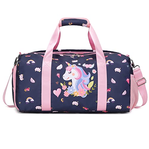 Sporttasche für Mädchen Schulsporttasche Kindertaschen Trainingstasche Tanztasche Gymnastik Schwimmtasche Mädchen Reisetasche Kindertasche Einhorn Kindertasche von Kimwadalh