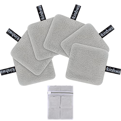 KinHwa Abschminkpads waschbar wiederverwendbare Wattepads Makeup Entferner Pads Mikrofaser Abschminkpads Gesicht Superweich Gesichtsreinigungs Pads Mit Wäschebeutel Hellgrau 6 Stück 10cm×10cm von KinHwa