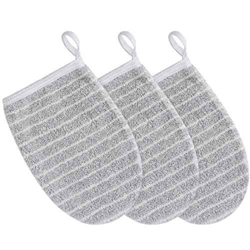 KinHwa Make-Up Entferner Handschuh Super Sanft Mikrofaser Abschminkhandschuh Wiederverwendbar Gesichtsreinigung und Abschminken nur mit Wasser 13cm x 20cm 3 Stück (3, hellgrau) von KinHwa