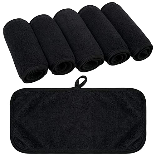 KinHwa Waschlappen Frottee 6 Stück Make-Up Entferner Tuch Mikrofaser Abschminktücher weiche & saugstarke Gesichtsreinigungstücher wiederverwendbar & waschbar fusselfrei & luxuriös Schwarz 15cm x 30cm von KinHwa