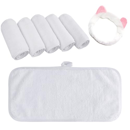 KinHwa Waschlappen Frottee 6 Stück Make-Up Entferner Tuch Mikrofaser Abschminktücher weiche & saugstarke Gesichtsreinigungstücher wiederverwendbar & waschbar fusselfrei & luxuriös Weiß - 15cm x 30cm von KinHwa