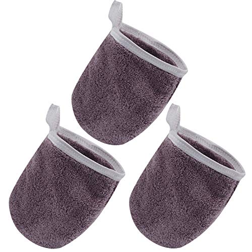 KinHwa Waschlappen Waschhandschuh Frottee Waschbar Make up Entferner Tuch Gesichtsreinigungstücher Wiederverwendbare Mikrofaser Abschminktücher Abschminken Nur Mit Wasser 13cm x 10cm 3 Stück Lila von KinHwa