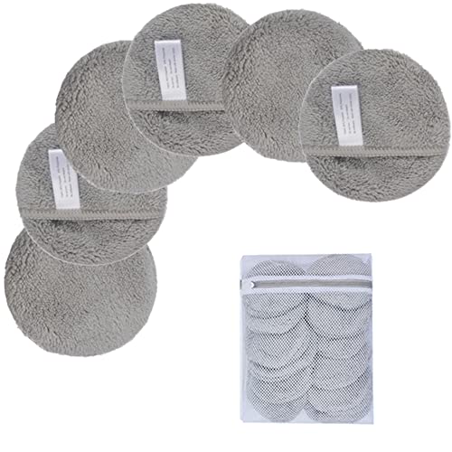 KinHwa Makeup Entferner Pads Wiederverwendbare Abschminkpads Waschbar Mikrofaser Abschminkpads Gesicht Superweich Gesichtsreinigungs Pads Mit Wäschebeutel Hellgrau 6Stück von KinHwa