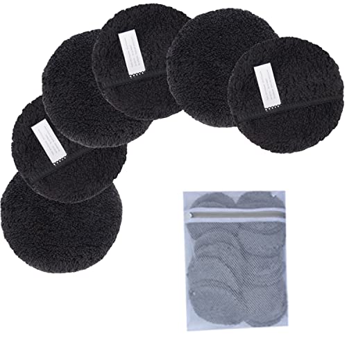 KinHwa Makeup Entferner Pads Wiederverwendbare Abschminkpads Waschbar Mikrofaser Abschminkpads Gesicht Superweich Gesichtsreinigungs Pads Mit Wäschebeutel Schwarz 6Stück von KinHwa