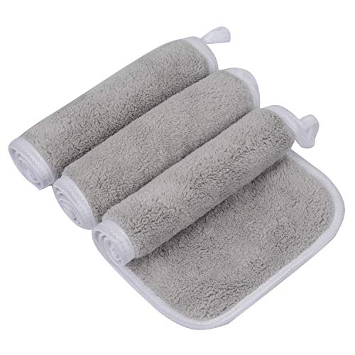 KinHwa Microfaser Waschlappen Make-up Entferner Tuch Waschbar Abschminktücher Ultraweich Waschlappen Gesicht Wiederverwendbar 15cmx30cm 3 Pack Hellgrau von KinHwa