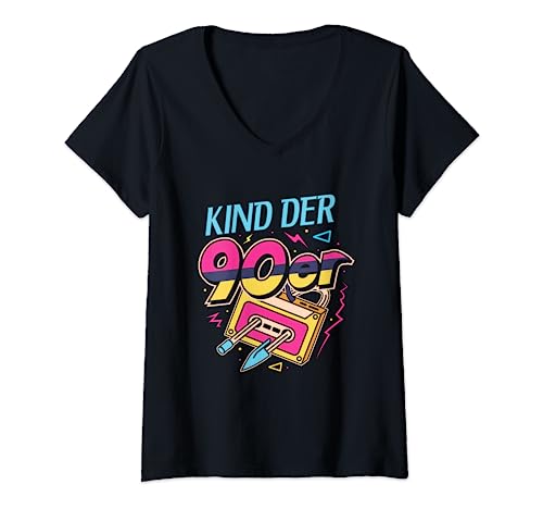 90er Jahre Party Kostüm Back to the 90s Kind der 90er T-Shirt mit V-Ausschnitt von Kind der 90er