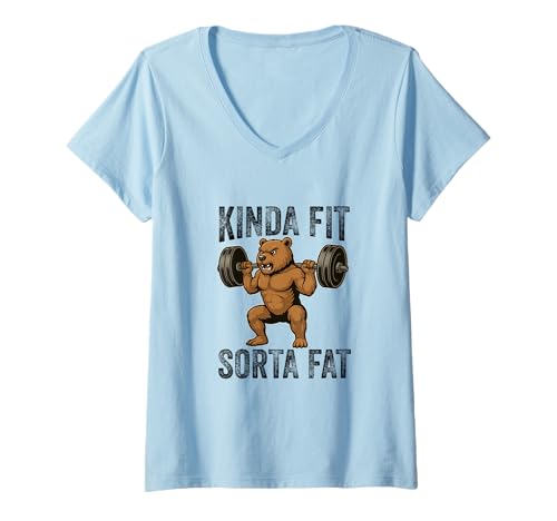 Damen Kinda Fit Sorta Fat Bear Gewichtheben Workout Gym Merch T-Shirt mit V-Ausschnitt Damen Kinda Fit Sorta Fat Bear Gewichtheben Workout Gym Merch T-Shirt mit V-Ausschnitt von Kinda Fit Sorta Fat Weightlifting Merch