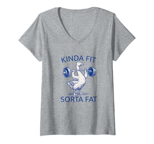 Damen Kinda Fit Sorta Fat Funny Goose Gewichtheben Workout Gym T-Shirt mit V-Ausschnitt Damen Kinda Fit Sorta Fat Funny Goose Gewichtheben Workout Gym T-Shirt mit V-Ausschnitt von Kinda Fit Sorta Fat Weightlifting Merch