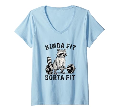 Damen Kinda Fit Sorta Fat Raccoon Gewichtheben Workout Gym Merch T-Shirt mit V-Ausschnitt Damen Kinda Fit Sorta Fat Raccoon Gewichtheben Workout Gym Merch T-Shirt mit V-Ausschnitt von Kinda Fit Sorta Fat Weightlifting Merch