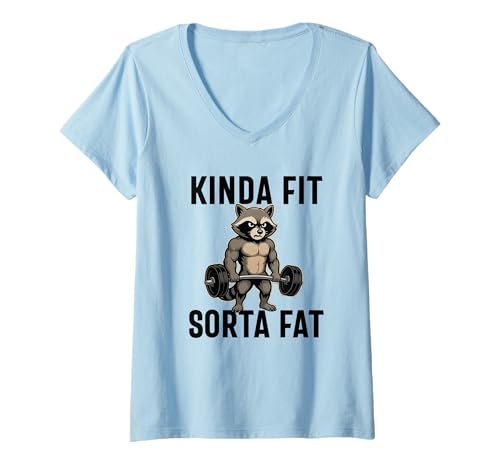 Damen Kinda Fit Sorta Fat Raccoon Gewichtheben Workout Gym Merch T-Shirt mit V-Ausschnitt Damen Kinda Fit Sorta Fat Raccoon Gewichtheben Workout Gym Merch T-Shirt mit V-Ausschnitt von Kinda Fit Sorta Fat Weightlifting Merch