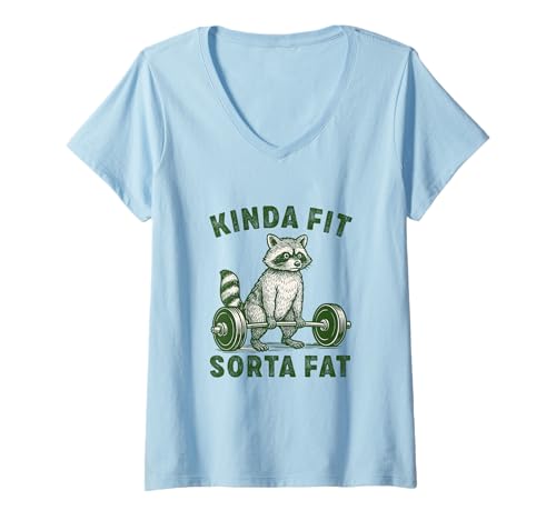 Damen Kinda Fit Sorta Fat Raccoon Gewichtheben Workout Gym Merch T-Shirt mit V-Ausschnitt Damen Kinda Fit Sorta Fat Raccoon Gewichtheben Workout Gym Merch T-Shirt mit V-Ausschnitt von Kinda Fit Sorta Fat Weightlifting Merch