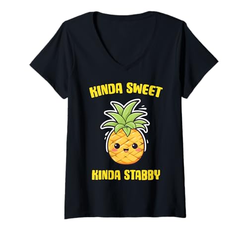 Damen Kinda Sweet Kinda Stabby Ananas T-Shirt mit V-Ausschnitt Damen Kinda Sweet Kinda Stabby Ananas T-Shirt mit V-Ausschnitt von Kinda Sweet Kinda Stabby Pineapple