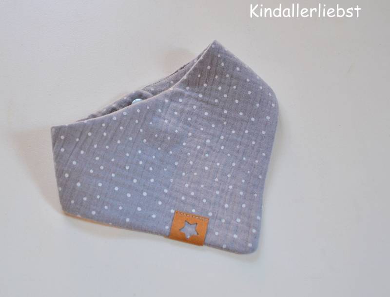 Musselin Baby Halstuch, Grau Mit Pünktchen von Kindallerliebst