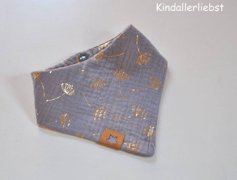Musselin Baby Halstuch, Grau Mit Pusteblumen von Kindallerliebst