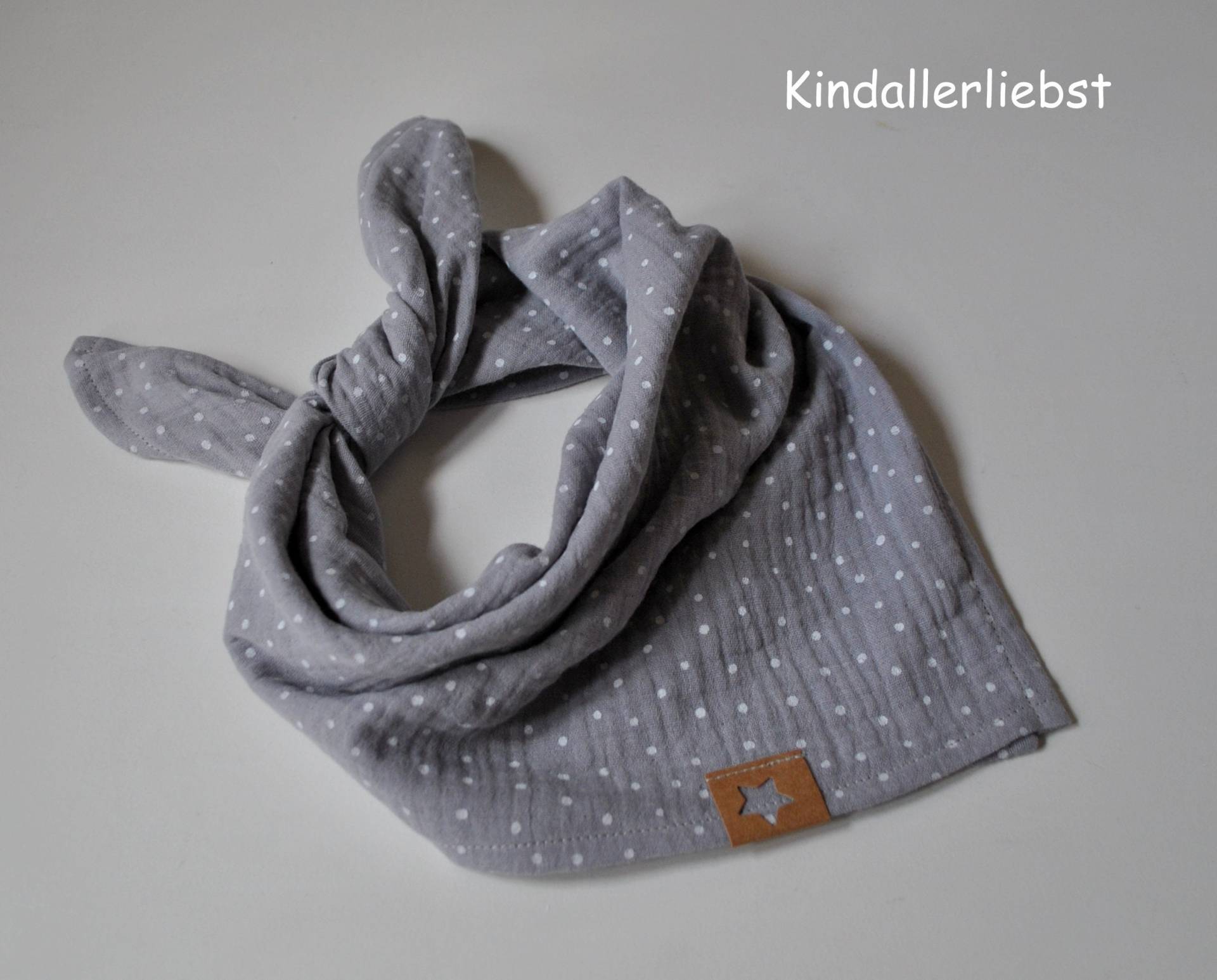 Musselin Halstuch Für Babys & Kleinkinder Kopftuch Kuscheltuch, Grau Mit Pünktchen von Kindallerliebst