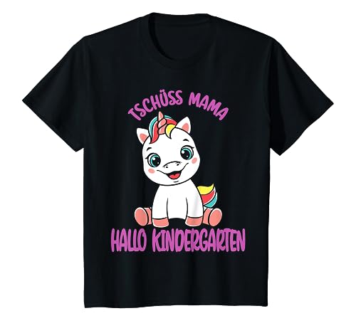 Kinder Einhorn Baby Tschüss Mama Hallo Kindergarten-Kind 2022 T-Shirt von Kindekrippe Kindergarten Mädchen Set Geschenke