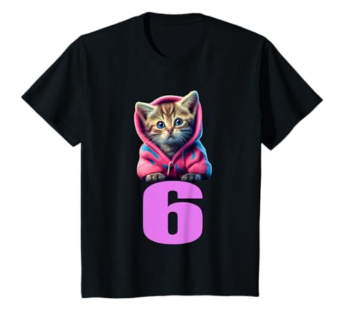 Kinder 6. Geburtstag 6 Jahre Katze Kätzchen Geburtstag T-Shirt Kinder 6. Geburtstag 6 Jahre Katze Kätzchen Geburtstag T-Shirt von Kinder 6 Jahre Geburtstag Katzen Design