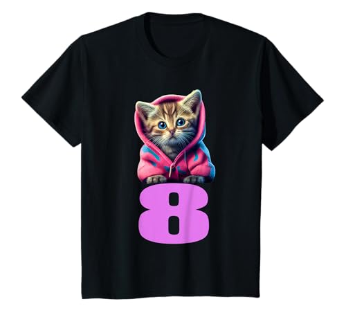 Kinder Kinder 8. Geburtstag 8 Jahre Katze Kätzchen Geburtstag T-Shirt von Kinder 8 Jahre Geburtstag Katzen Design