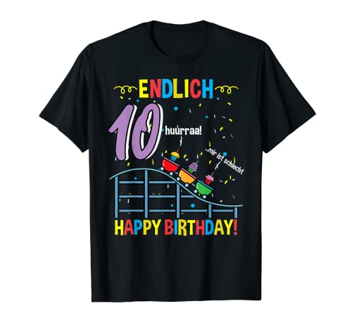 Kinder Endlich 10 Freizeitpark Geburtstag T-Shirt von Kinder Endlich 10 Freizeitpark Geburtstag