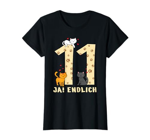 Geburtstag 11. Katzen Kätzchen Mädchen Elf 11 Jahre Geschenk T-Shirt Geburtstag 11. Katzen Kätzchen Mädchen Elf 11 Jahre Geschenk T-Shirt von Kinder Endlich Elf Jahre & Katzen Geschenkidee
