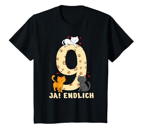Geburtstag 9. Katzen Kätzchen Mädchen Neun 9 Jahre Geschenk T-Shirt Geburtstag 9. Katzen Kätzchen Mädchen Neun 9 Jahre Geschenk T-Shirt von Kinder Endlich Neun Jahre & Katzen Geschenkidee