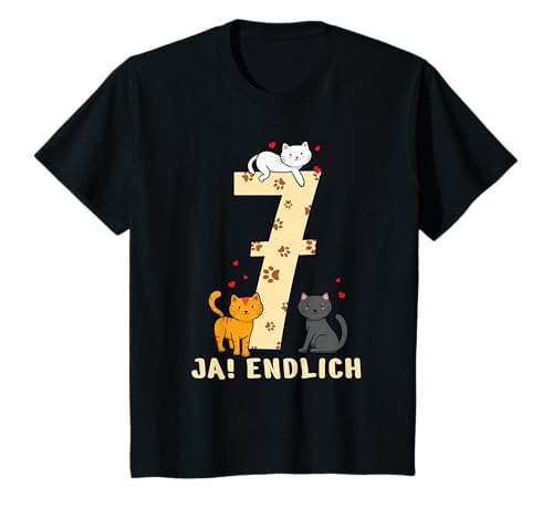 Geburtstag 7. Katzen Kätzchen Mädchen 7 Jahre Geschenk T-Shirt Geburtstag 7. Katzen Kätzchen Mädchen 7 Jahre Geschenk T-Shirt von Kinder Endlich Sieben Jahre & Katzen Geschenkidee