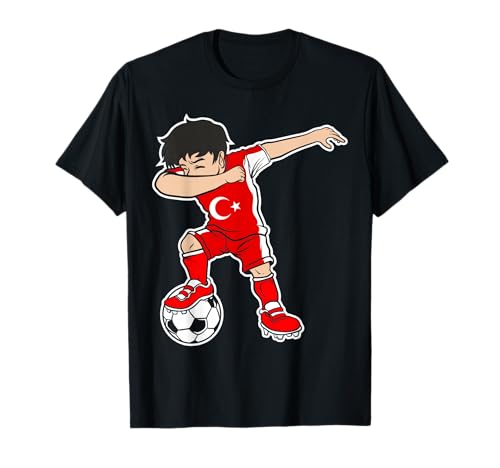 Türkiye Fußball Türk Jungen Dabbing Fussball spielen Türkei T-Shirt Türkiye Fußball Türk Jungen Dabbing Fussball spielen Türkei T-Shirt von Kinder Fußball Dab Tanz türkische Flagge Turkey