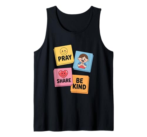 Pray Share Be Kind Kinder Gebet Teilen Freundlichkeit Tank Top von Kinder Gebet Teilen Freundlichkeit Werte
