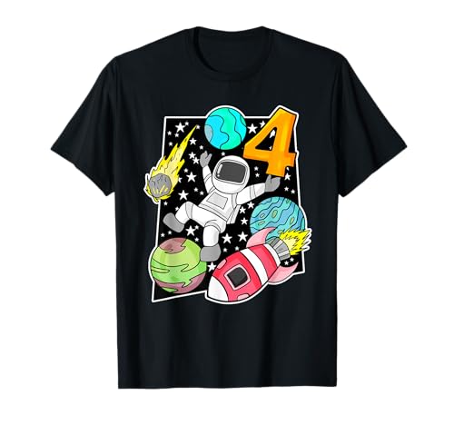 Kinder Ich bin Schon 4 Geburtstag Rakete Jungen Astronaut T-Shirt Kinder Ich bin Schon 4 Geburtstag Rakete Jungen Astronaut T-Shirt von Kinder Geburtstag 4 Jahre Junge Astronaut Weltall